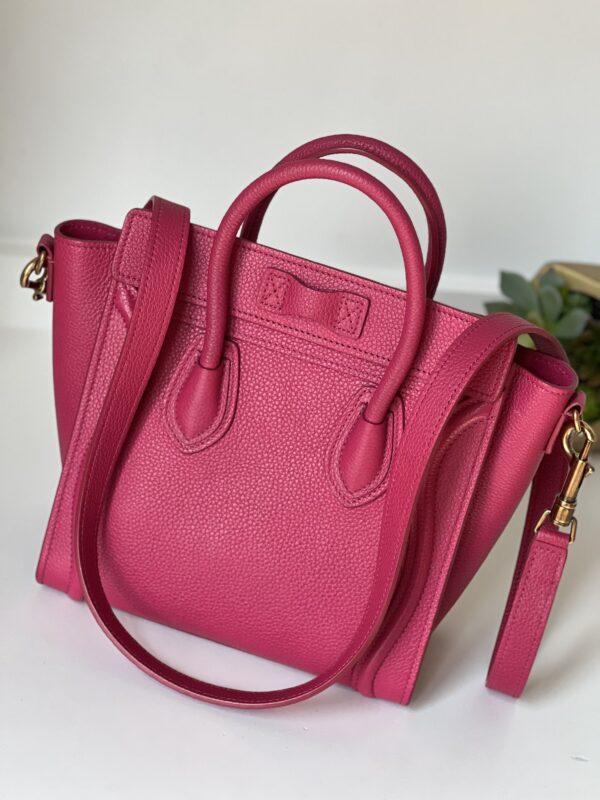 Celine Nano Luggage Fuchsia Drummed Calfskin - Image 5