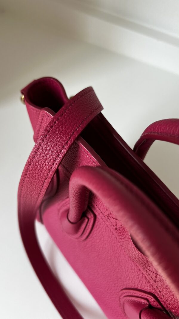 Celine Nano Luggage Fuchsia Drummed Calfskin - Image 6