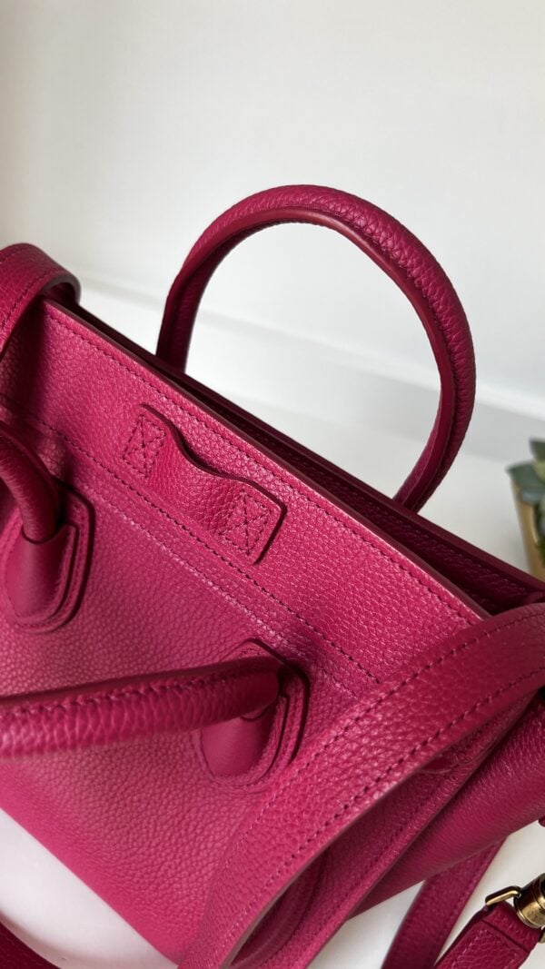Celine Nano Luggage Fuchsia Drummed Calfskin - Image 7