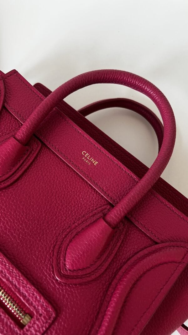 Celine Nano Luggage Fuchsia Drummed Calfskin - Image 11