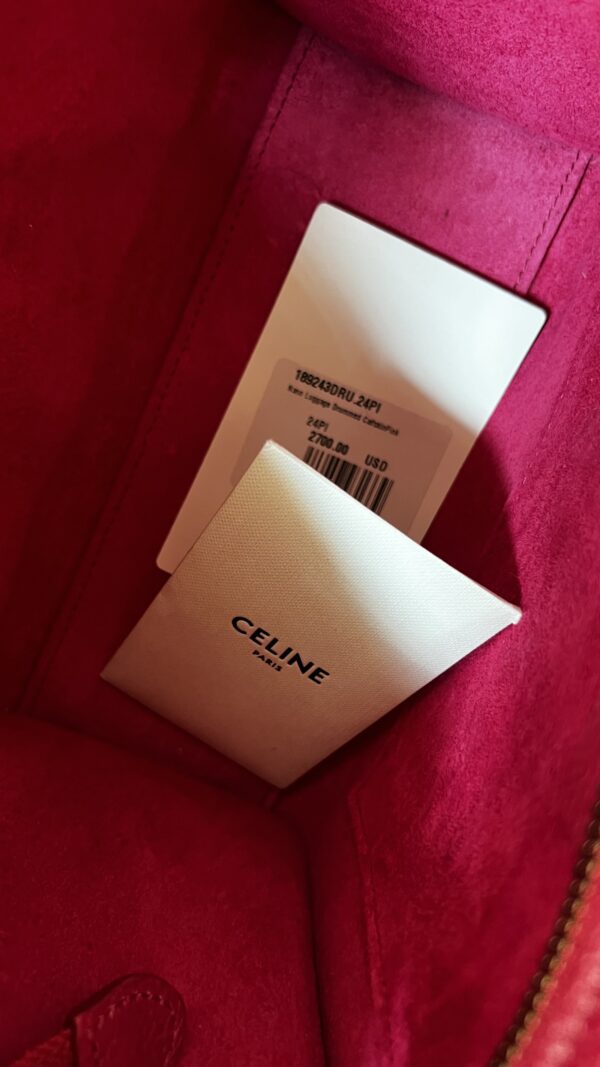 Celine Nano Luggage Fuchsia Drummed Calfskin - Image 14