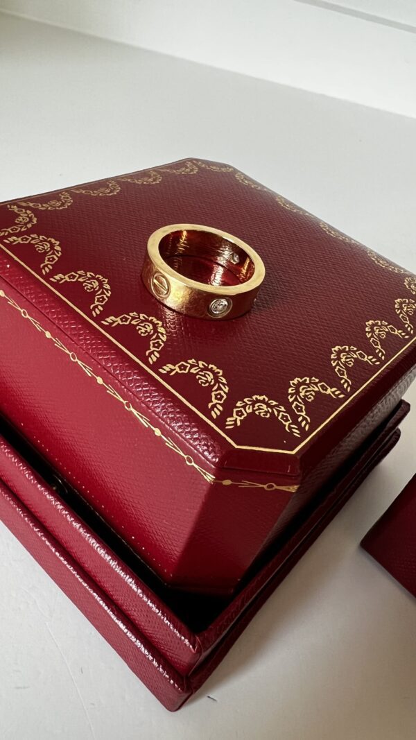 Cartier Love Ring 3 Diamonds Yellow Gold 51 - Image 2