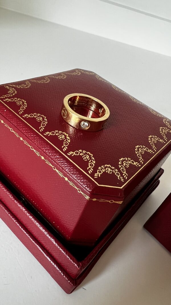 Cartier Love Ring 3 Diamonds Yellow Gold 51 - Image 3