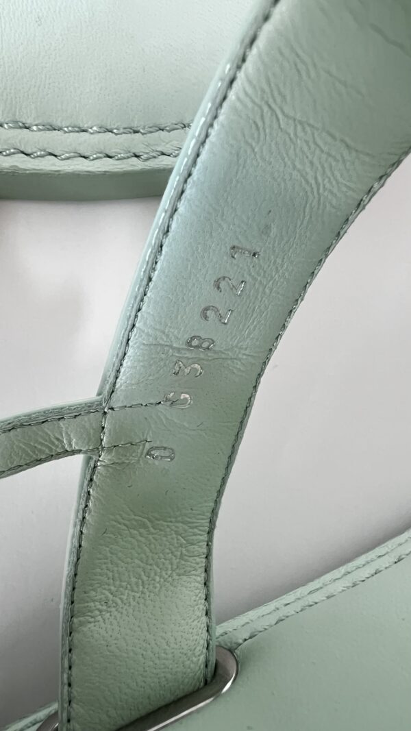 Chanel Lambskin Patent Chain CC Logo Thong Flat Sandals 38.5 Green - Image 8