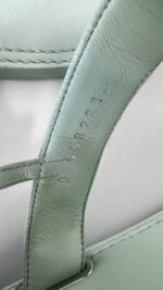 Chanel Lambskin Patent Chain CC Logo Thong Flat Sandals 38.5 Green - Image 8