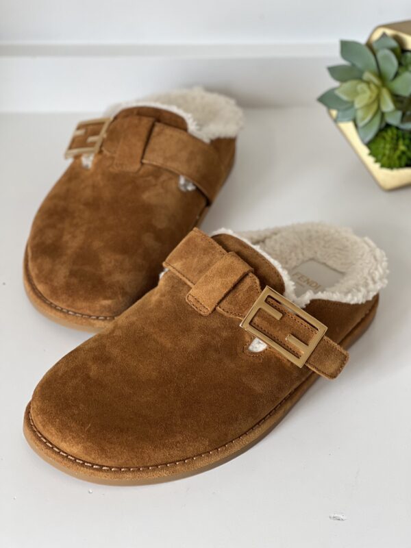 Fendi Feel Suede Clogs 38 - Image 2
