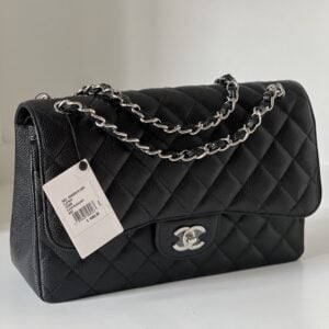 Chanel Jumbo Black Caviar Silver Hardware