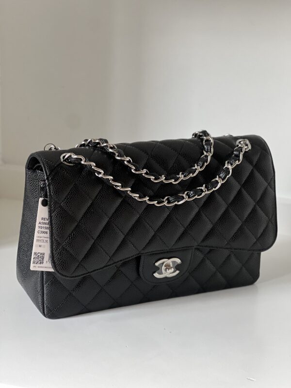 Chanel Jumbo Black Caviar Silver Hardware - Image 2