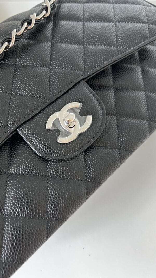 Chanel Jumbo Black Caviar Silver Hardware - Image 3