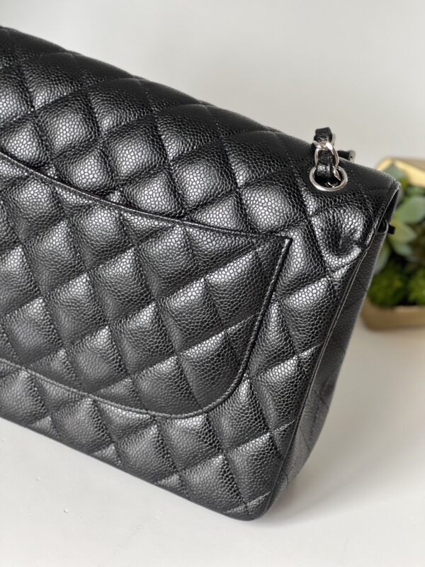 Chanel Jumbo Black Caviar Silver Hardware - Image 11
