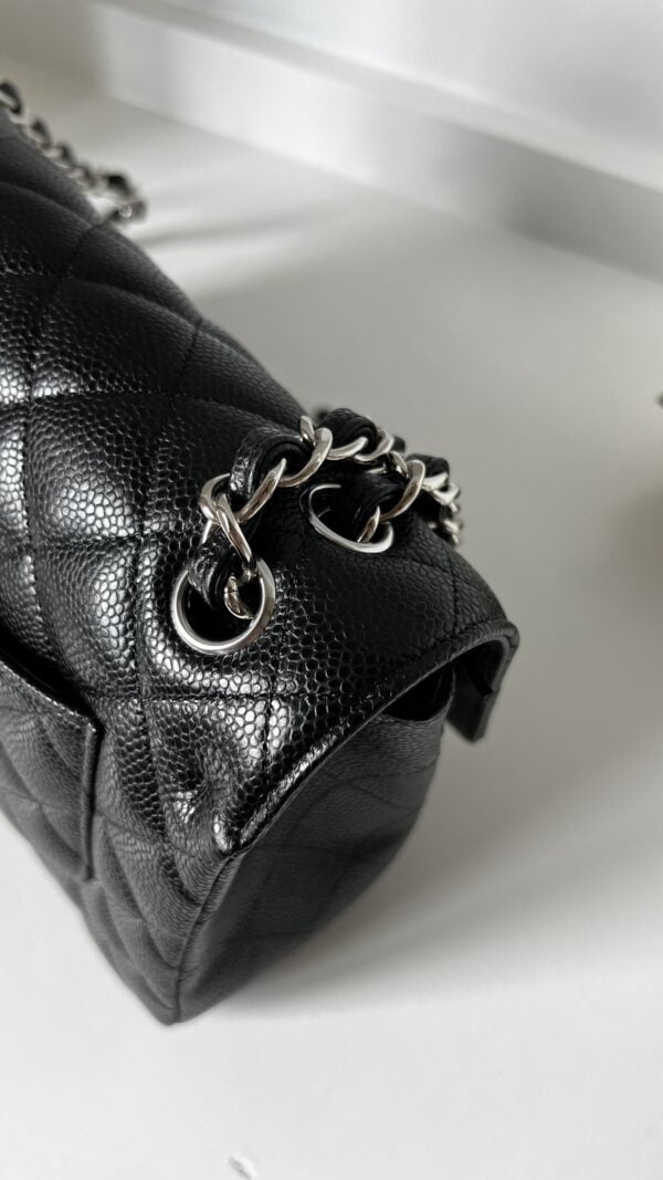Chanel Jumbo Black Caviar Silver Hardware - Image 12