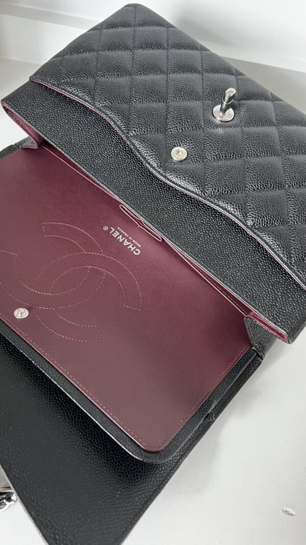 Chanel Jumbo Black Caviar Silver Hardware - Image 16
