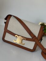 Celine Calfskin Classique Triomphe Bag White Tan - Image 2
