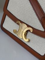 Celine Calfskin Classique Triomphe Bag White Tan - Image 4