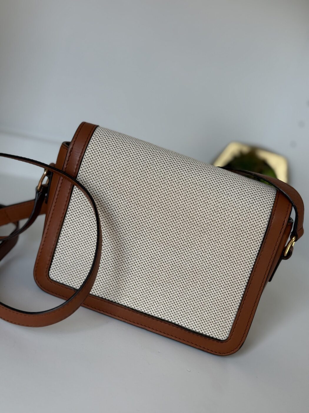 Celine Calfskin Classique Triomphe Bag White Tan - Image 7