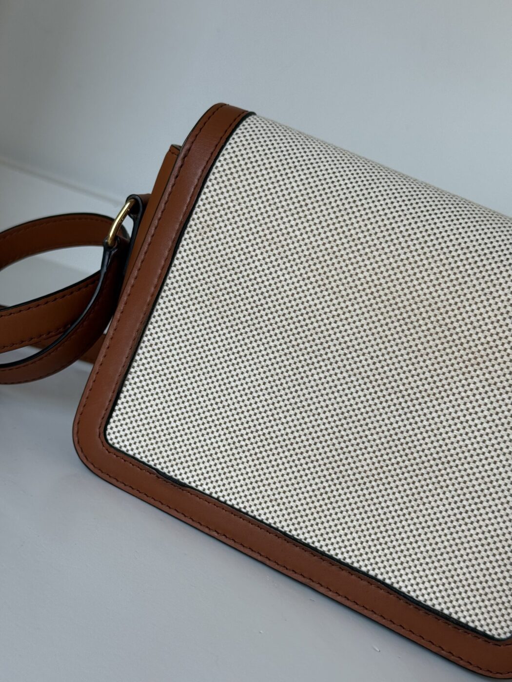 Celine Calfskin Classique Triomphe Bag White Tan - Image 8