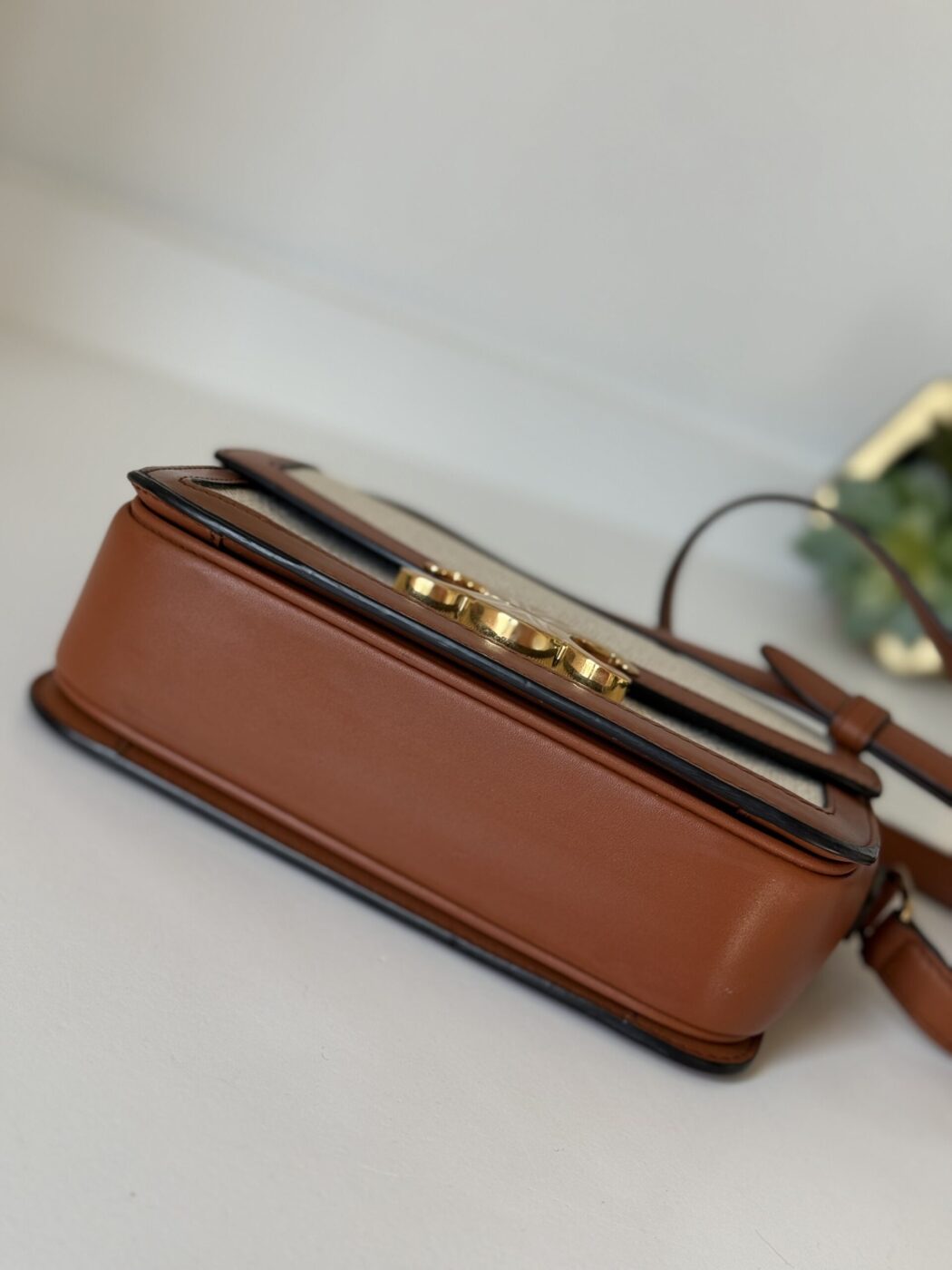 Celine Calfskin Classique Triomphe Bag White Tan - Image 11