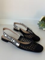 Dior Black Cannage Dior & Moi Slingback Flats 38