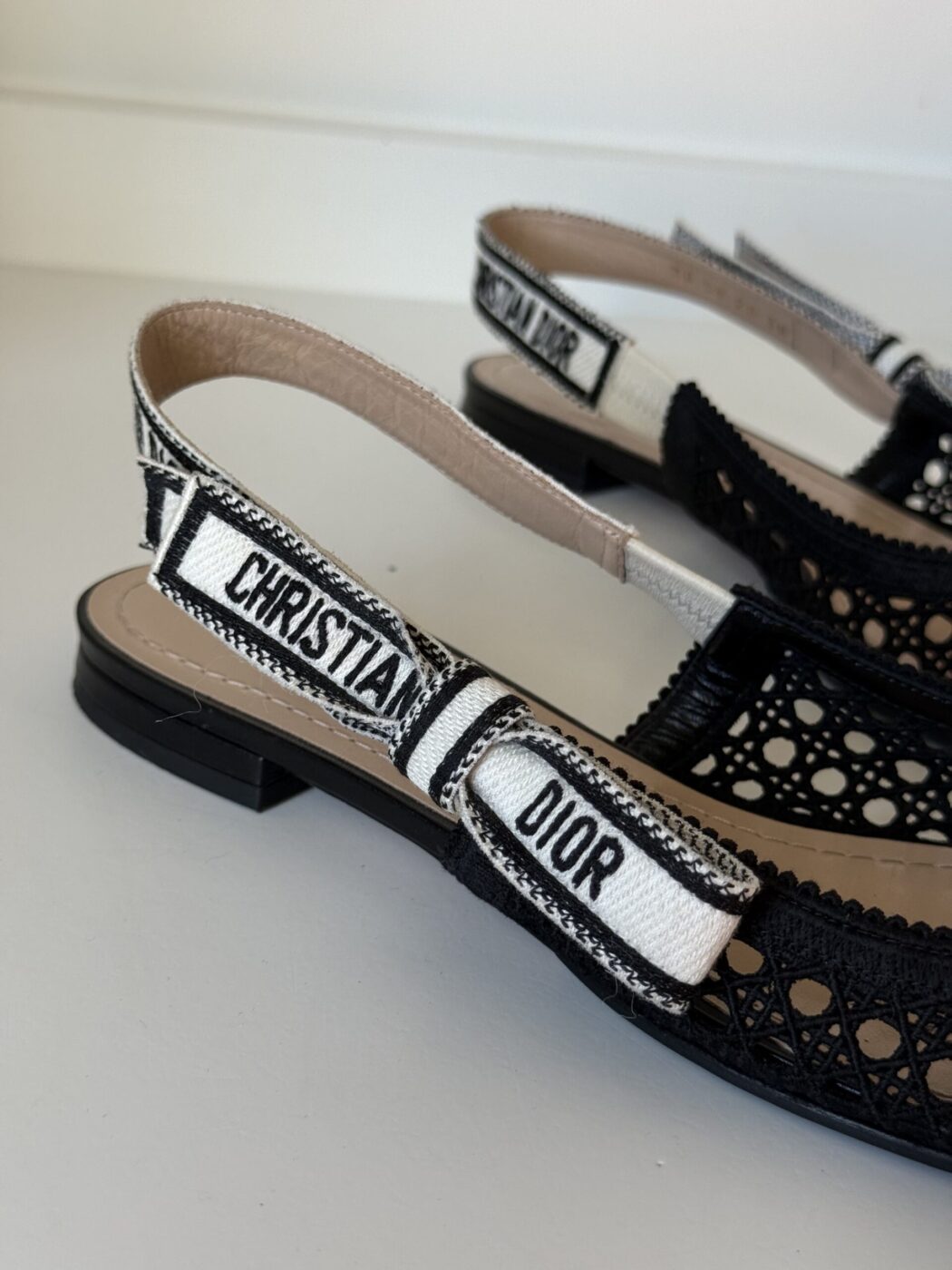 Dior Black Cannage Dior & Moi Slingback Flats 38 - Image 2