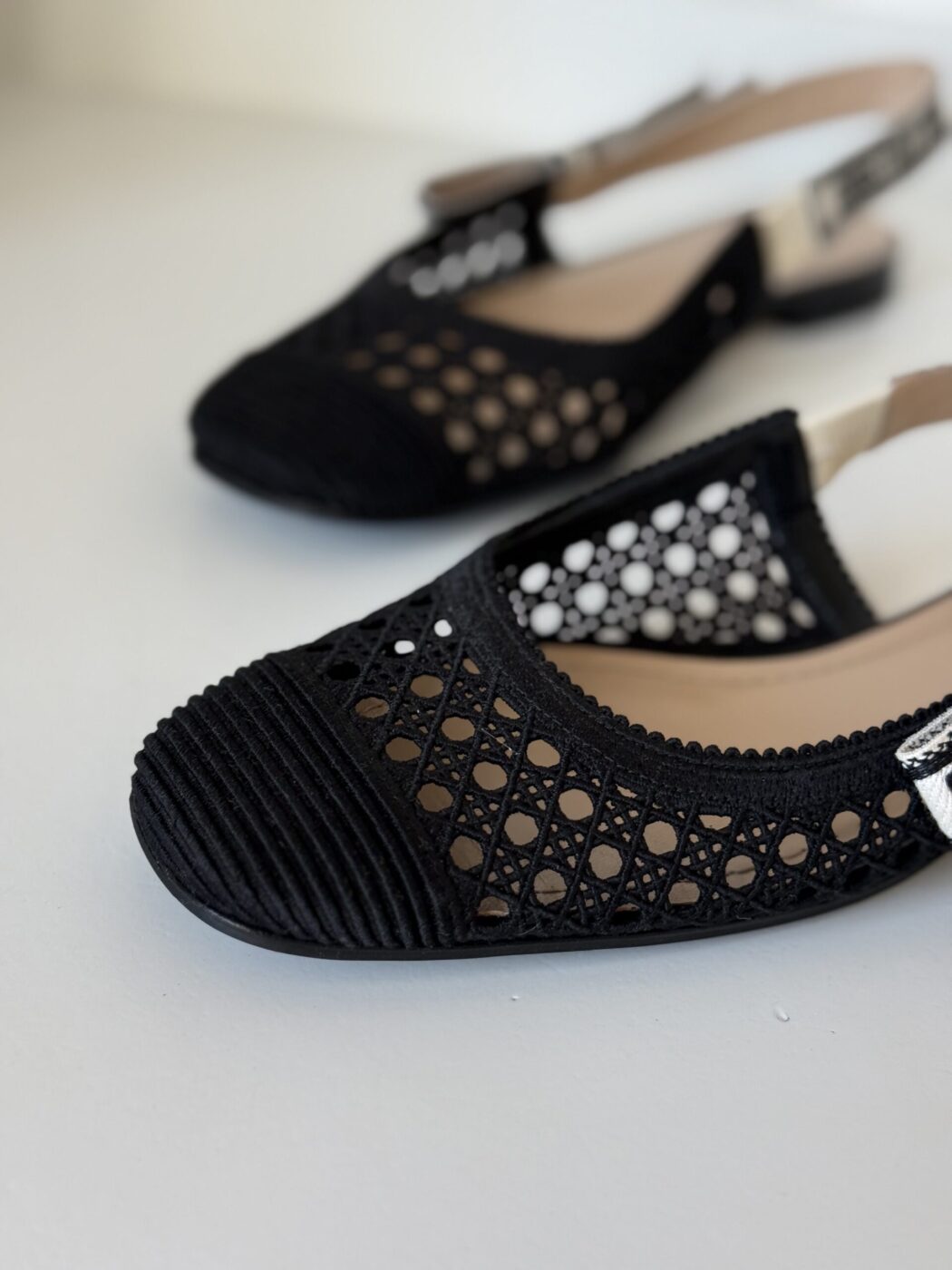 Dior Black Cannage Dior & Moi Slingback Flats 38 - Image 5