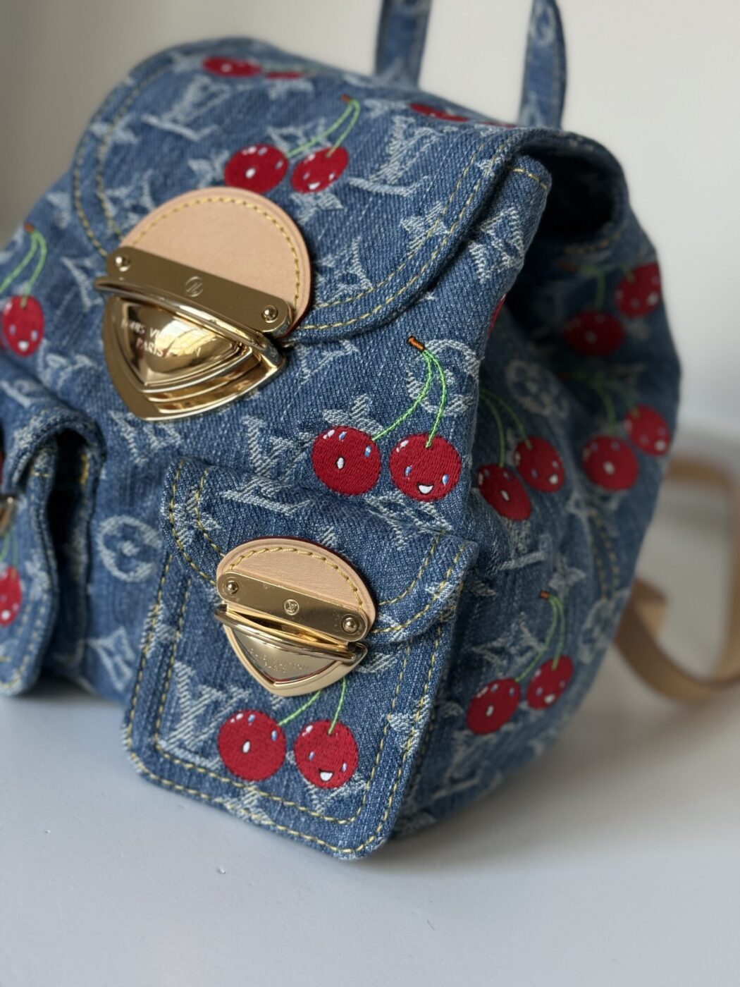 Louis Vuitton Denim Cherry Backpack - Image 2