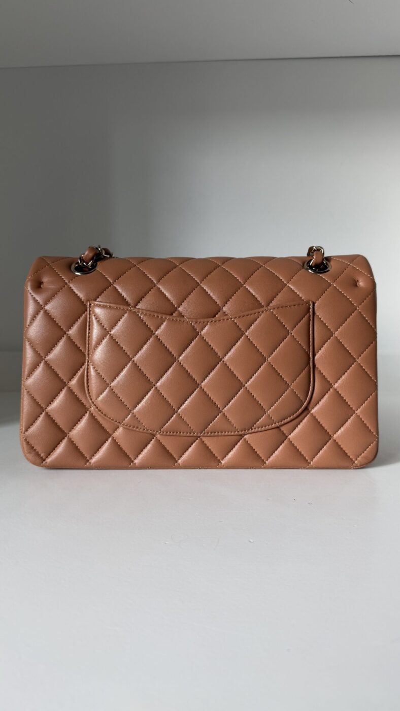 Chanel Medium Classic Double Flap Bag 22S Caramel Lambskin Light Gold Hardware - Image 5