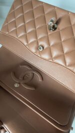 Chanel Medium Classic Double Flap Bag 22S Caramel Lambskin Light Gold Hardware - Image 14