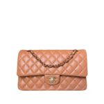 Chanel Lambskin Quilted Medium Double Flap Caramel Brown