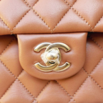 Chanel Lambskin Quilted Medium Double Flap Caramel Brown - Image 9