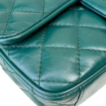 Chanel Double Flap Zipped Crinkled Lambskin Dark Green RHW Crossbody - Image 5