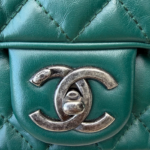 Chanel Double Flap Zipped Crinkled Lambskin Dark Green RHW Crossbody - Image 6