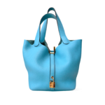 Hermes Picotin 22 MM Taurillon Clemence Blue Gold Hardware