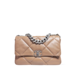 Chanel Lambskin Quilted Large Chanel 19 Flap Beige Mocha