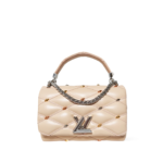 Louis Vuitton GO-14 MM Studded Quilted Lambskin Malletage Beige Handbag Crossbody