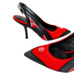 Louis Vuitton Slingback Pumps Black Red Satin 38 - Image 4