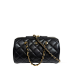Chanel Black Caviar Quilted Barrel Roller Papillon With Chain Black Crossbody