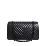 Chanel Reissue 2.55 Jumbo Flap Chevron Sheepskin Black On Black Shoulder Bag - Image 2
