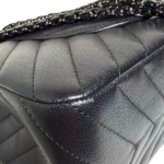 Chanel Reissue 2.55 Jumbo Flap Chevron Sheepskin Black On Black Shoulder Bag - Image 7
