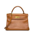 Hermes Gold Courchevel Kelly Sellier 32 Gold Hardware
