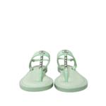 Chanel Lambskin Patent Chain CC Logo Thong Flat Sandals 38.5 Green - Image 2