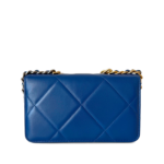 Chanel Shiny Goatskin Quilted Chanel 19 Wallet On Chain WOC Blue MHW - Image 2