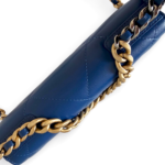 Chanel Shiny Goatskin Quilted Chanel 19 Wallet On Chain WOC Blue MHW - Image 5