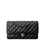 Chanel Lambskin Quilted Medium Double Flap Black SHW