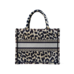 Christian Dior Canvas Mizza Embroidered Small Leopard Book Tote Beige - Image 2