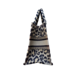 Christian Dior Canvas Mizza Embroidered Small Leopard Book Tote Beige - Image 3