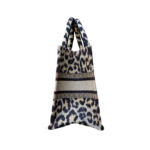 Christian Dior Canvas Mizza Embroidered Small Leopard Book Tote Beige - Image 4