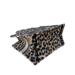 Christian Dior Canvas Mizza Embroidered Small Leopard Book Tote Beige - Image 5
