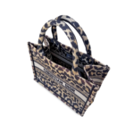 Christian Dior Canvas Mizza Embroidered Small Leopard Book Tote Beige - Image 8